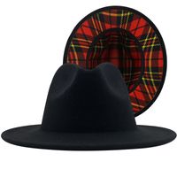 Black Outer Color Leopard Print Jazz Hat Autumn And Winter Warm Felt Hat Fashion Trend Hat sku image 7