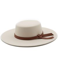 Nuevo Sombrero De Copa De Tela De Lana Con Parte Superior Plana En Forma De Anillo, Sombrero De Copa De Lana Con Parte Superior Plana De Moda sku image 2