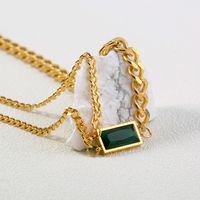 Luxury Simple 18k Gold Stainless Steel Emerald Clavicle Necklace main image 3