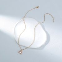 Golden Diamond Studded Cute Bear Zircon Clavicle Chain Necklace main image 7