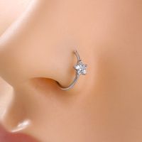 Copper Inlaid Zircon Five-pointed Star Snowflake Nose Ring main image 8