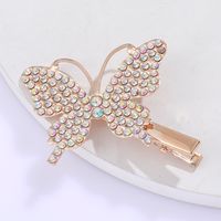 Rose Golden Tide Rhinestone Inlaid Butterfly Shape Hairpin Fashion Lady Hairpin main image 2