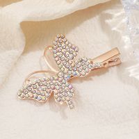 Rose Golden Tide Rhinestone Inlaid Butterfly Shape Hairpin Fashion Lady Hairpin main image 6