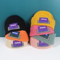 Hip-hop Leather Label Knitted Hat Winter Children Hat main image 1