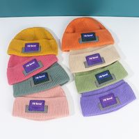 Hip-hop Leather Label Knitted Hat Winter Children Hat main image 6