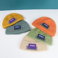 Hip-hop Leather Label Knitted Hat Winter Children Hat main image 5