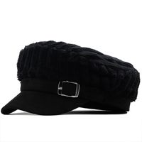Simple Hat Korean Fashion Trend Peaked Cap Retro Plush Striped Navy Hat main image 3