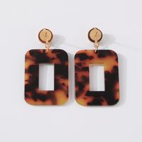 Ethnic Square Hollow Exaggerated Leopard Print Resin Earrings main image 3