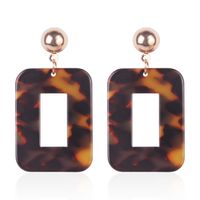 Ethnic Square Hollow Exaggerated Leopard Print Resin Earrings sku image 1