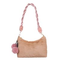 Autumn And Winter New Furry Hand Bag Candy Color Knotted Croissant Lamb Plush Portable Cloud Bag main image 6