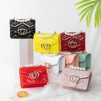 Pearl Handbag Pure Color Diamond Jelly Bag Cute Chain Bag main image 2