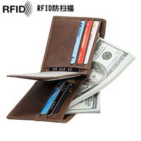 Leather Men's Wallet Rfid Crazy Horse Cowhide Short Wallet Anti-degaussing Retro Casual Coin Purse main image 5