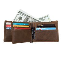 Leather Men's Wallet Rfid Crazy Horse Cowhide Short Wallet Anti-degaussing Retro Casual Coin Purse main image 3