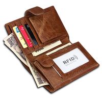 First Layer Cowhide Men's Wallet Retro Men's Wallet Rfid Fashion Wallet Leather Card Case main image 3