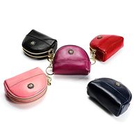Multi-layer Simple Small Coin Purse Leather Coin Purse Double-layer Zipper Shell Small Card Bag main image 1