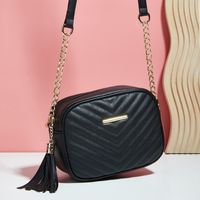 New Fashion Cross-body Bag Square Zipper Stripes Soft Surface Bag main image 3