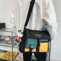 Contrasting Color Large Capacity Canvas Shoulder Bag Korean Casual Single Shoulder Messenger Bag main image 5