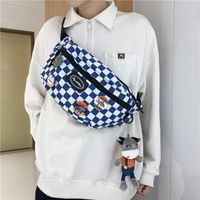 Black And White Plaid Waist Bag Messenger Bag main image 3