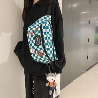 Black And White Plaid Waist Bag Messenger Bag main image 4