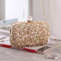 New Beaded Dinner Bag Clutch Bag Hard Box Small Square Bag main image 1