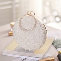White Champagne Solid Color Pearl Evening Bags main image 5
