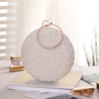 White Champagne Solid Color Pearl Evening Bags main image 4