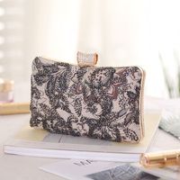 Linen Dinner Bag European And American Clutch Bag New Bead Small Square Bag main image 1