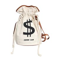 Trendy Large Capacity Cool Creative Letters Pumping Bucket Canvas Bag main image 6