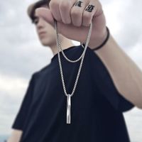 Personality Titanium Steel Necklace Hip Hop Simple Long Pendant Sweater Chain main image 3