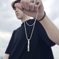 Personality Titanium Steel Necklace Hip Hop Simple Long Pendant Sweater Chain main image 4
