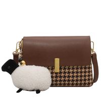 2021 New Fashion Autumn And Winter Houndstooth Shoulder Messenger Small Square Bag sku image 5