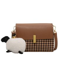 2021 New Fashion Autumn And Winter Houndstooth Shoulder Messenger Small Square Bag sku image 6