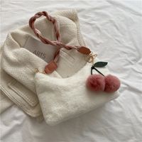 Autumn And Winter New Furry Hand Bag Candy Color Knotted Croissant Lamb Plush Portable Cloud Bag sku image 4