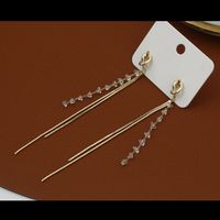 Fashionable Simple Classic Tassel Inlaid Zircon Copper Earrings main image 1