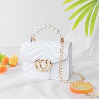 Women's Small Pvc Solid Color Basic Square Magnetic Buckle Crossbody Bag Jelly Bag Chain Bag sku image 1