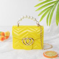 Women's Small Pvc Solid Color Basic Square Magnetic Buckle Crossbody Bag Jelly Bag Chain Bag sku image 2