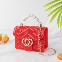 Women's Small Pvc Solid Color Basic Square Magnetic Buckle Crossbody Bag Jelly Bag Chain Bag sku image 3