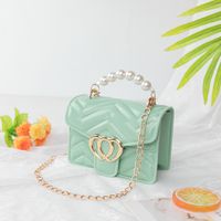 Women's Small Pvc Solid Color Basic Square Magnetic Buckle Crossbody Bag Jelly Bag Chain Bag sku image 4