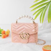 Women's Small Pvc Solid Color Basic Square Magnetic Buckle Crossbody Bag Jelly Bag Chain Bag sku image 6