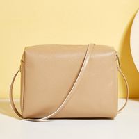 Leather Texture Soft Casual Trend Zipper Apricot Color Soft Single Square Bag sku image 3