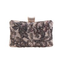 Linen Dinner Bag European And American Clutch Bag New Bead Small Square Bag sku image 1