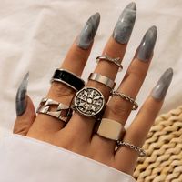 Bohemian Snake Element Green Dripping Oil Fashion Color Vintage Silver Multi-piece Ring main image 8