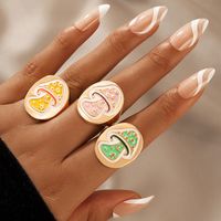 Creative Geometric Ring Cute Dripping Mushroom Ring Personality Multicolor Fun Ring sku image 5