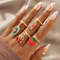 Fashion Color Contrast Ring Hand Jewelry Heart Flower Butterfly Color Drip Ring Set main image 3