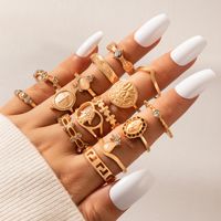 Retro Ring Set Multi-piece Water Drop Geometric Female Joint Tail Ring Set Ring main image 12