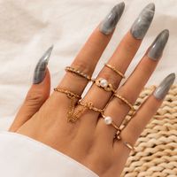 Retro Ring Set Multi-piece Water Drop Geometric Female Joint Tail Ring Set Ring sku image 4