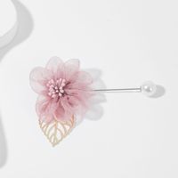 Simple Personality Fabric Flower Leaf Brooch Creative Long Pin Jewelry main image 3