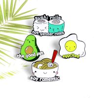 Creative Cartoon English Alphabet Avocado Egg Noodle Sushi Cheese Shape Brooch main image 3