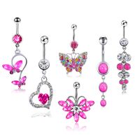 Piercing Multi-combination Pink Butterfly 6-piece Set Belly Button Ring Belly Button main image 1