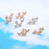 Classic Temperament Butterfly Gold Non-fading Piercing Earring main image 4
